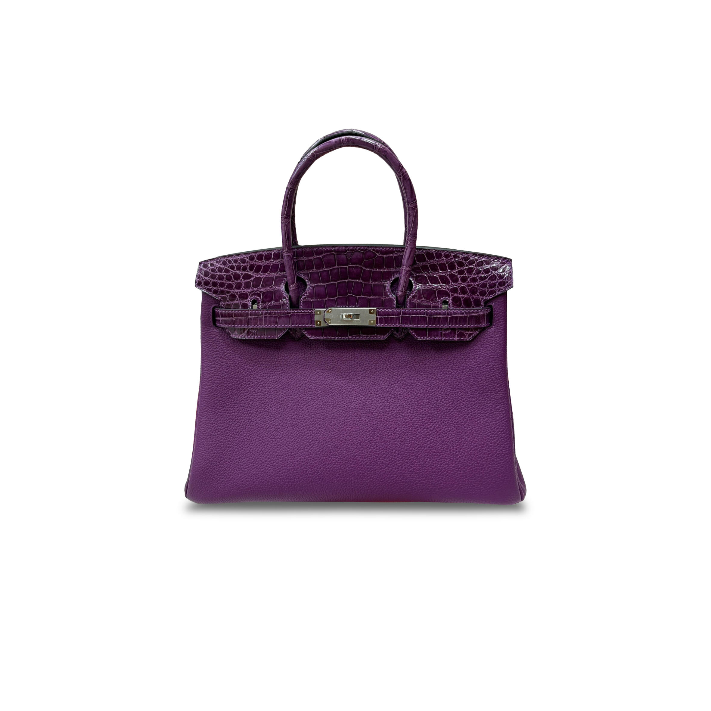 H**me5 MASTER BIRKIN 30 CROCODILE AND TOGO LEATHER ANEMONE PURPLE SILVER BUCKLE H076235CK05 (30*22*16cm) Master Quality